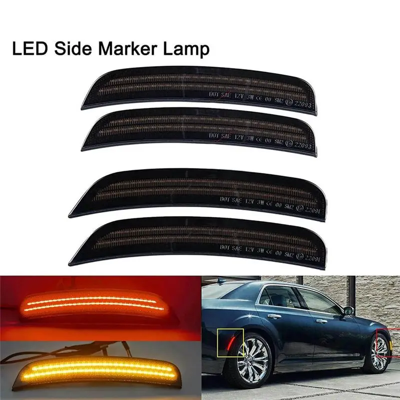 

Беззаботные автомобильные передние и задние светодиодные габаритные огни на боковые крылья, дымчатые лампы для Chrysler 300 300C 2015-2021