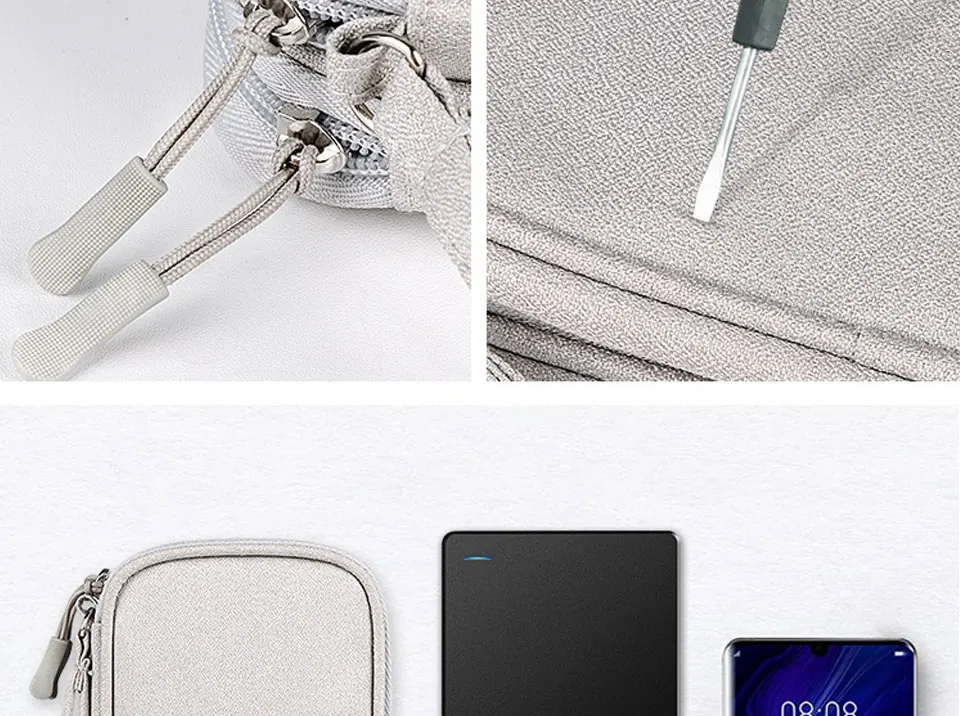 Reise-Organizer, Organizer für Elektronik-Zubehör, tragbar, wasserdicht, doppellagig, Aufbewahrungstasche für Kabel, Festplatte, Powerbank – Detail 11
