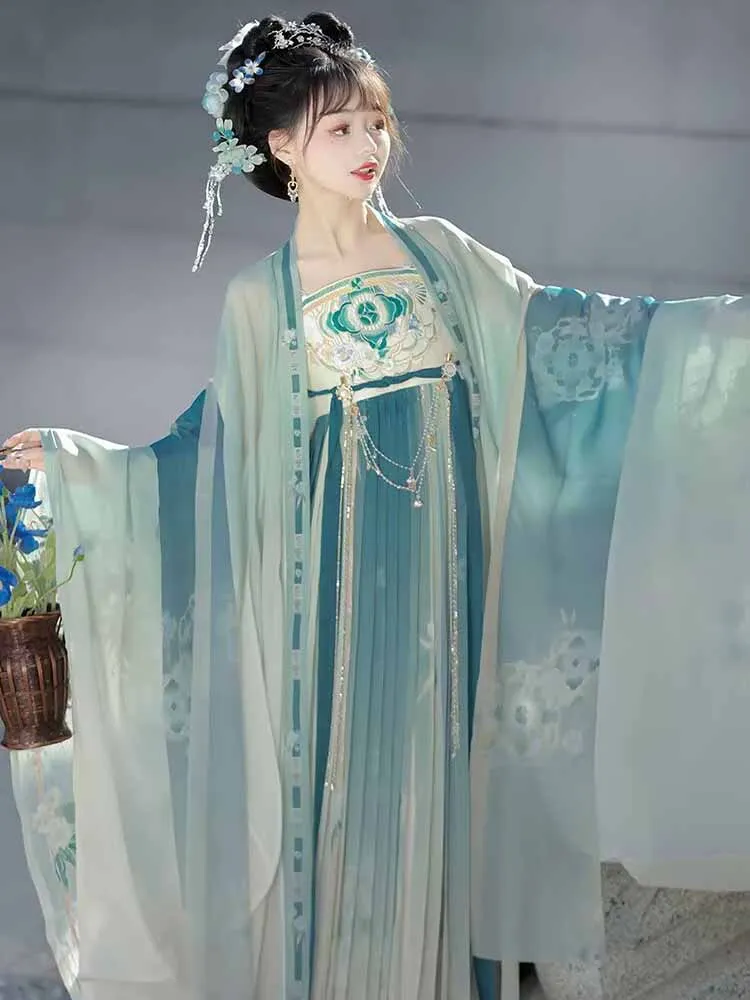 

Hanfu Dress Women Chinese Gradient Green Embroidered Hanfu Dress Female Halloween Cosplay Costume Party Outfit Hanfu Dress Girls