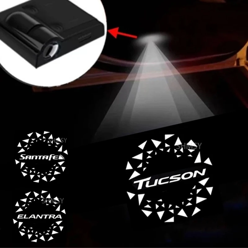 2X светодиодные лампы с эмблемой двери автомобиля, лампа приветствия, беспроводной проектор для Tucson Santafe Elantra 2016 2017 2018 2019 2020 2021 2022 2023 2X светодиодные лампы с эмблемой двери автомобиля, лампа приветствия, беспроводной проектор для Tucson Santafe Elantra 2016 2017 2018 2019 2020 2021 2022 2023