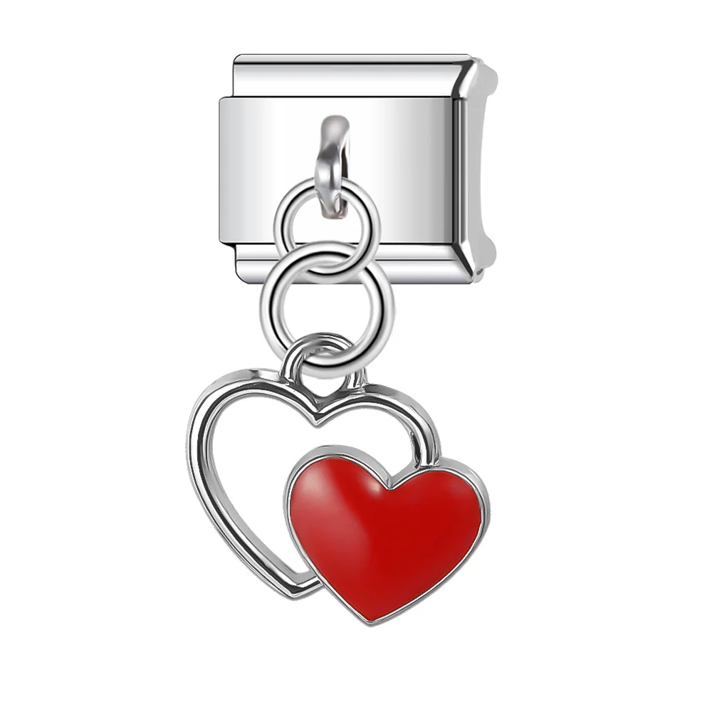 Trusta Cute Color love lock Charm Italian Links 9mm Bracelet Stainless Steel for Girls Birthday Gift DIY Jewelry Wholesale N417
