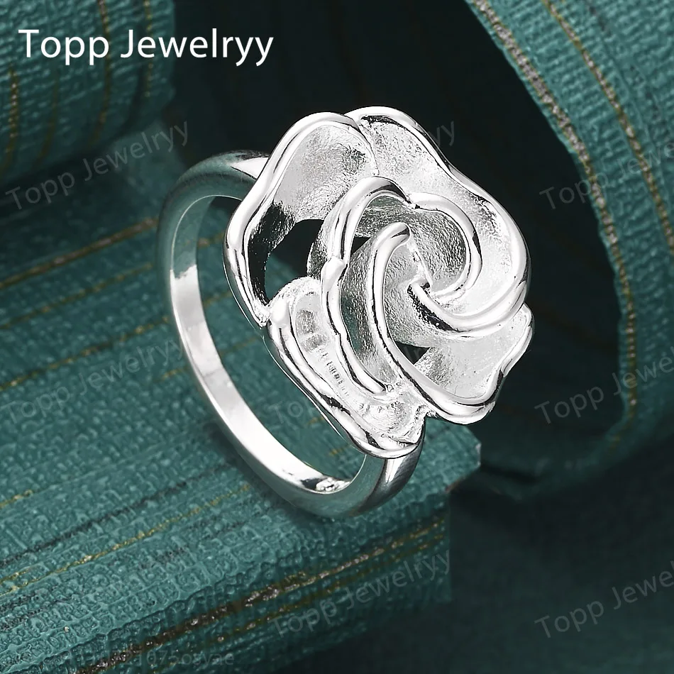Charm 925 Sterling Silver 7-10# Luxury Engraved Flower Ring Women Fashion Elegant Birthday Gift Party Jewelry