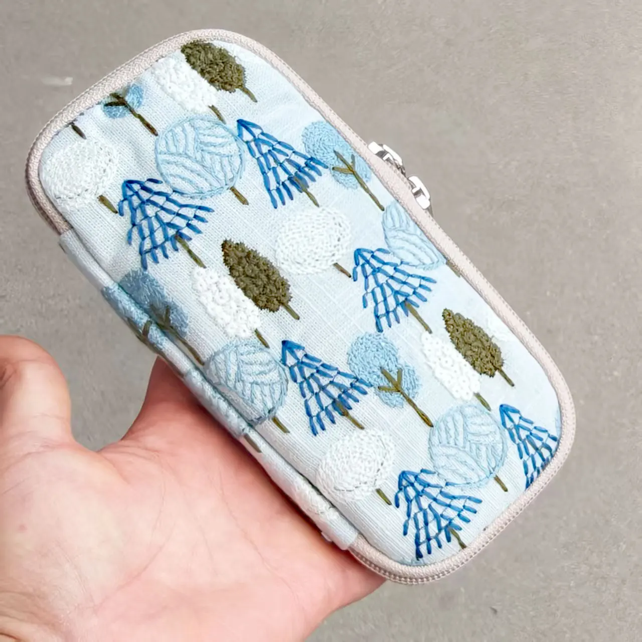 3-Pack Pure Cotton Embroidery Pen Bags Set with Zipper Portable Fresh Design Stationery Storage Organizer