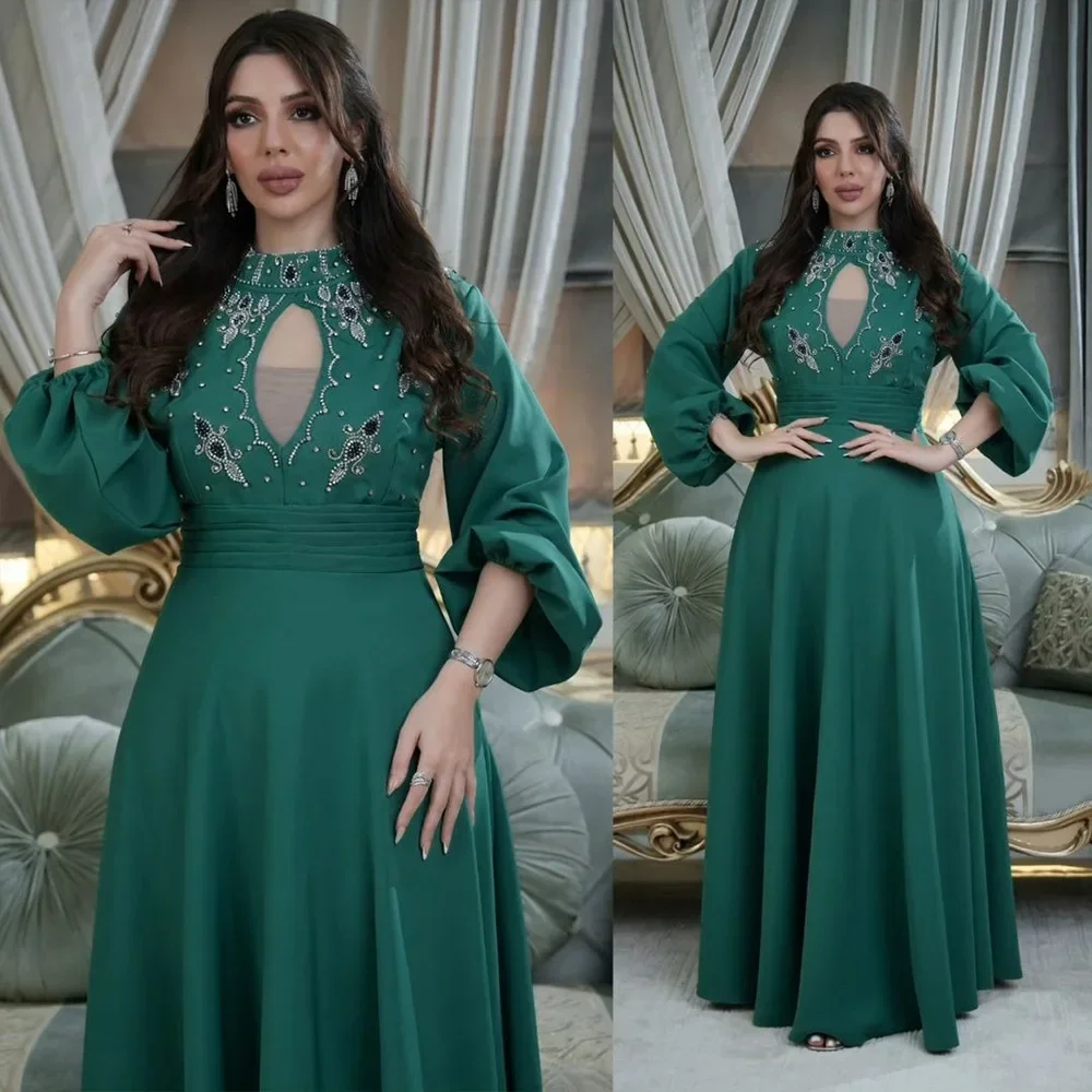 Moroccan Kaftan Eid Muslim Maxi Dress Jalabiya for Women Party Vestidos Diamonds Ramadan Dubai Abayas Islam Arab Long Robe