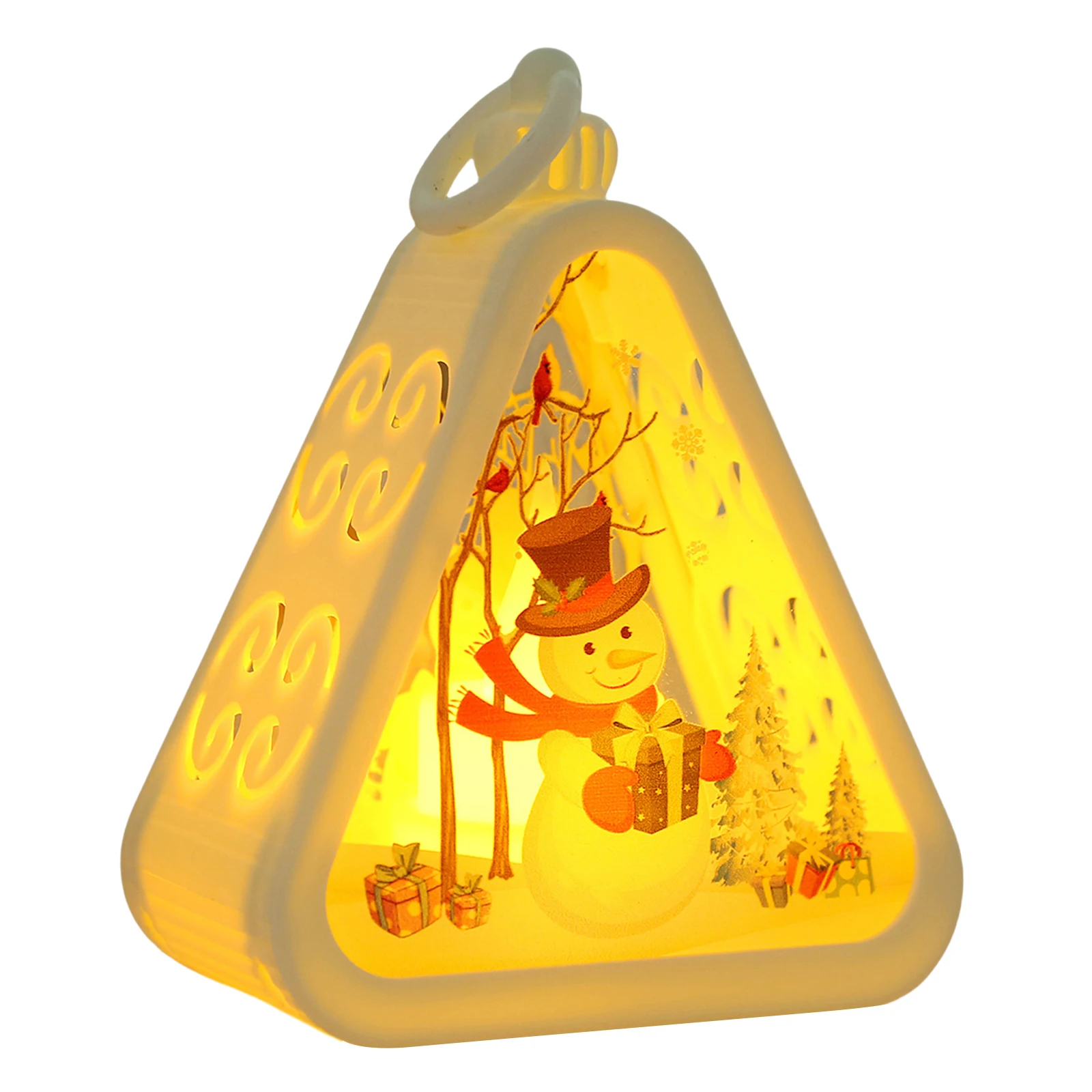 

Рождественские украшения: миниатюрный светодиодный треугольный фонарь, ретро-ночник, праздничная лампа, декор для праздников, подарок