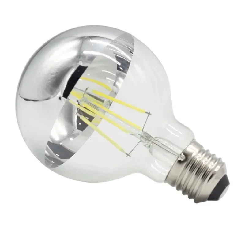 G80 shadowless lamp, silver plated LED filament lamp, decorative bulb, warm light 220V 4W6W E27 B22 electric bulb