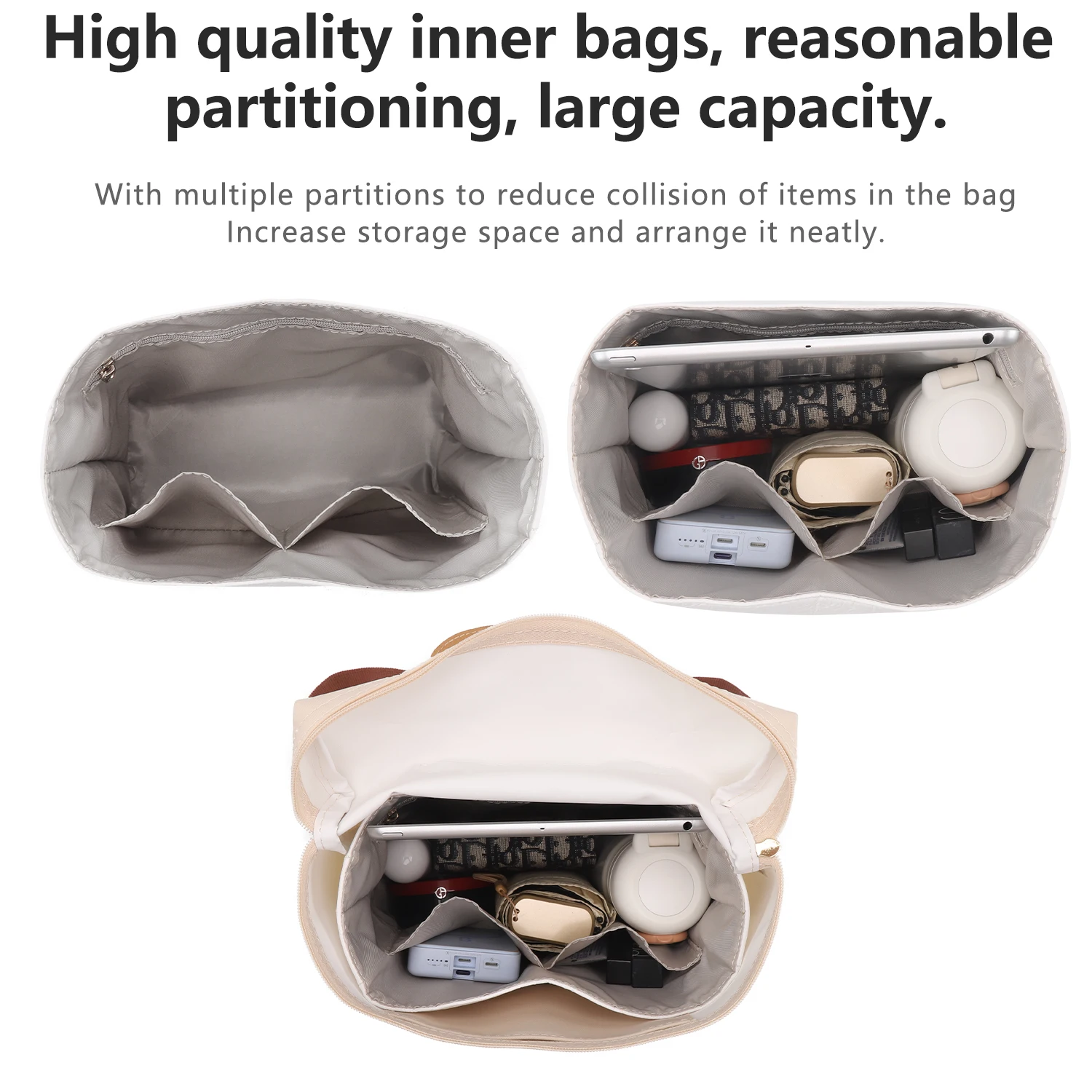 WUTA Bag Organizer For Longchamp Le Pliage Backpack Dupont Paper Inner Bag Insert Storage Bags Liner Bag Support Shaper