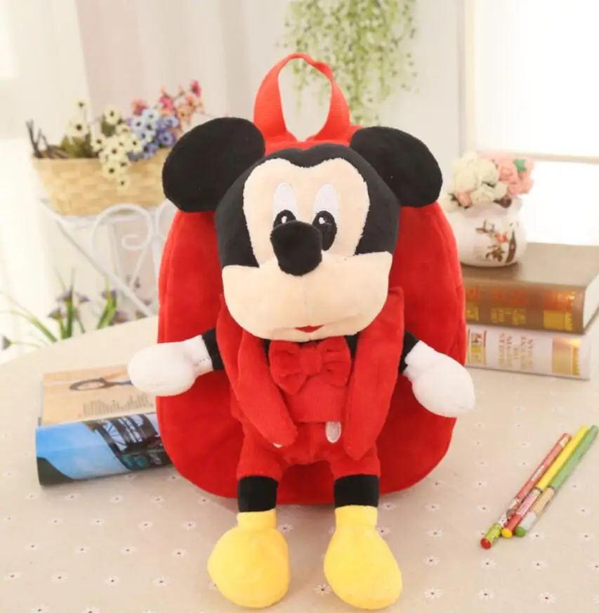 Marvel Avengers Hero Plush Backpack Spiderman Ironman Mickey Minnie Kindergarten Kids Schoolbag 25cm