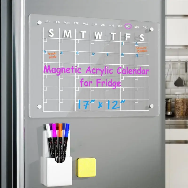 Magnetic Acrylic Board for The Refrigerator Daily Weekly Monthly Planner Marker Board Dry Erase Magnetic Calendar Memo Board