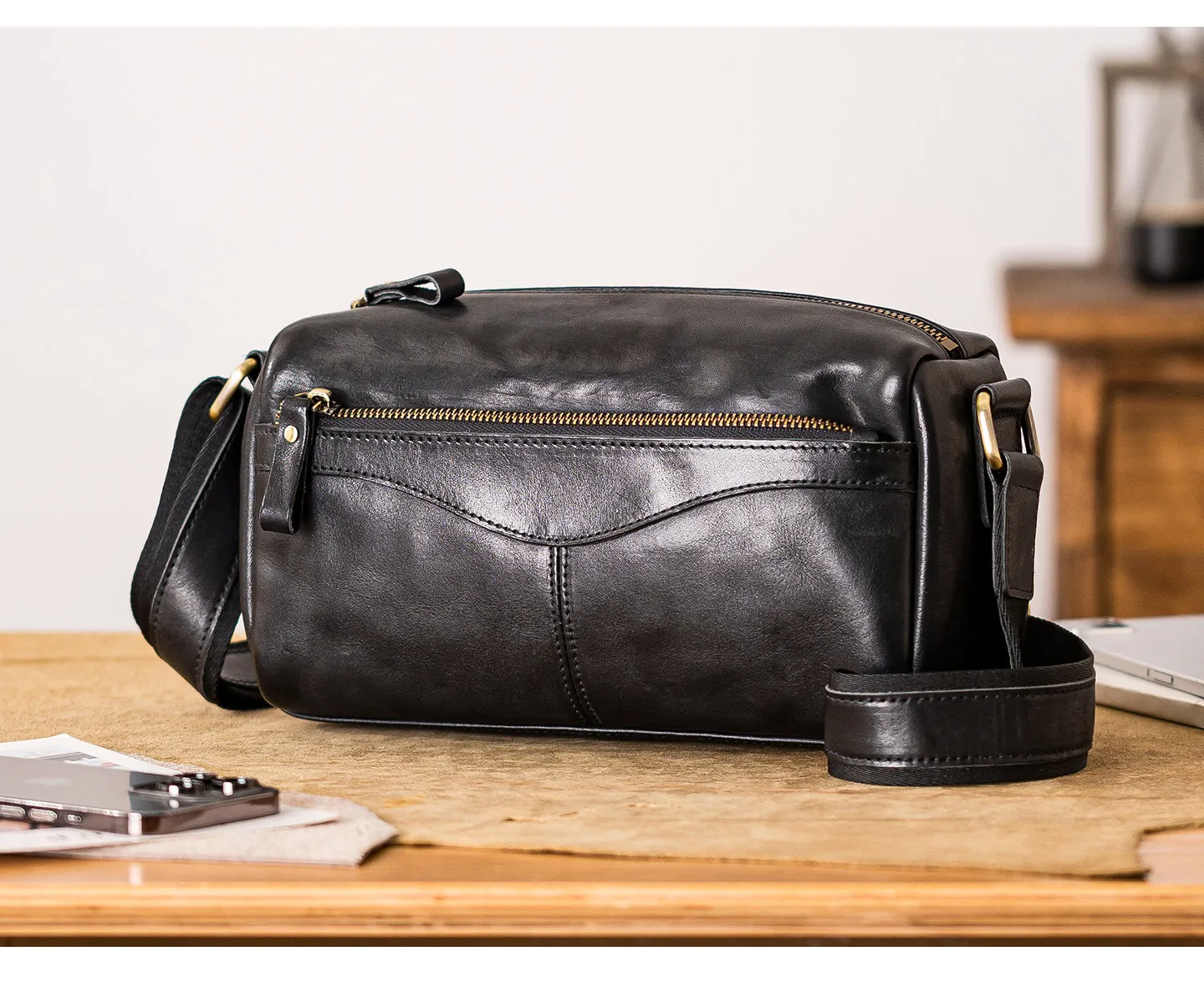 PNDME-Organizer handgefertigte Vintage-Umhängetasche aus echtem Leder für Herren, lässige Pendler-Luxus-Umhängetasche aus echtem Rindsleder. – Detail 30