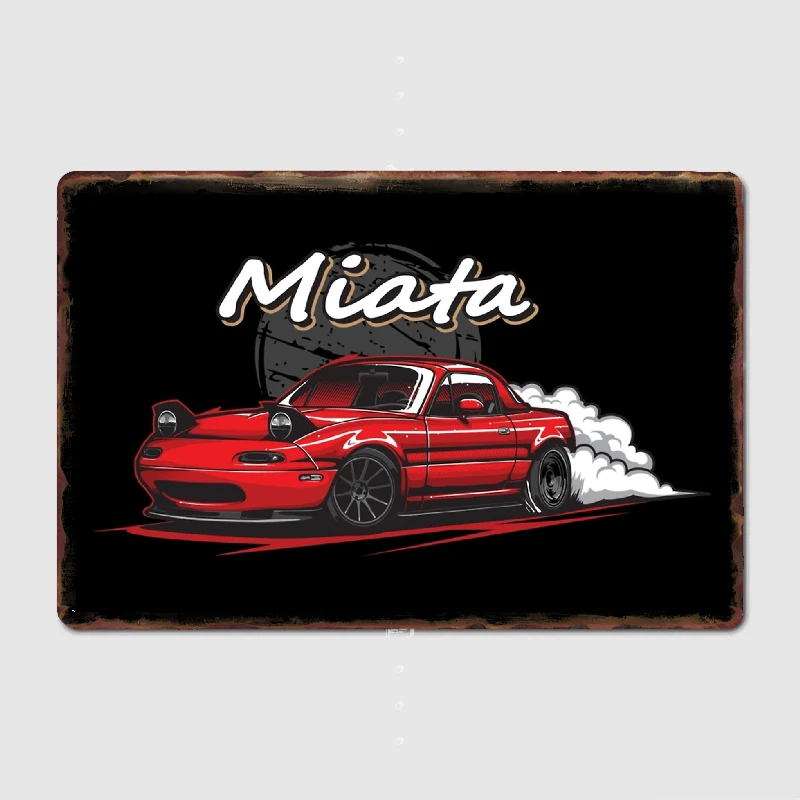 Red MX5 Miata Poster Metal Plaque Poster Club Home Bar Cave Classic Plaques Tin Sign Posters Room Wall Decor