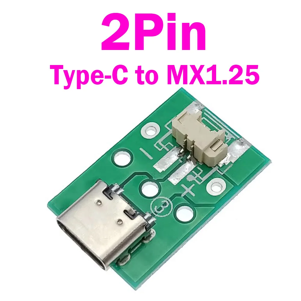 2Pin 4Pin Power Adapter Board Data Cable Test Board Straight Pin Elbow Pin PCB Connector TYPE-C To MX1.25 PH2.0 XH2.54 Pitch
