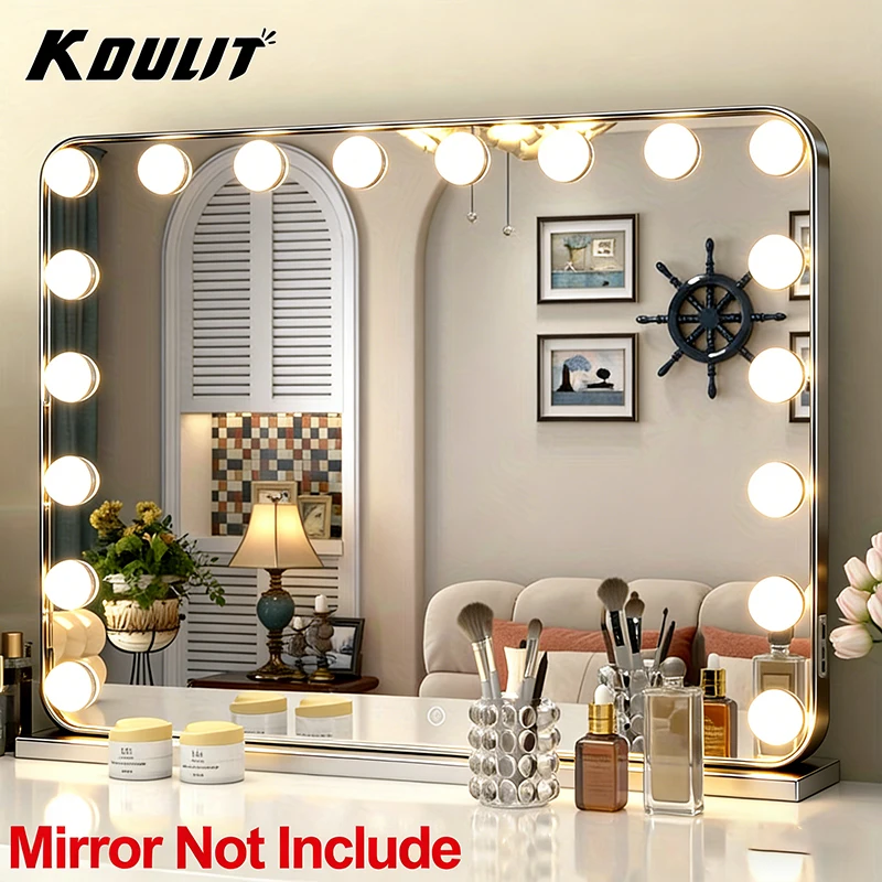 

Голливудское светодиодное зеркало для макияжа с 10 съемными лампочками, косметическое зеркало с регулируемой яркостью и питанием от USB, 3-цветное освещение с сенсорным управлением