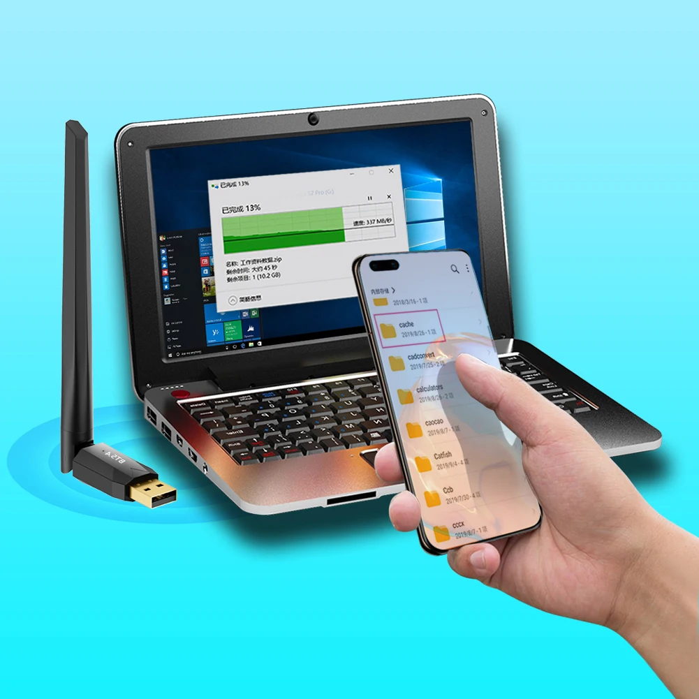 Adaptador USB Compatível com Bluetooth 5.4, Transmissor de Áudio, Receptor, Driver Livre, Suporta Windows 11, 10, 8, 7.1, PC, Compatível com PC