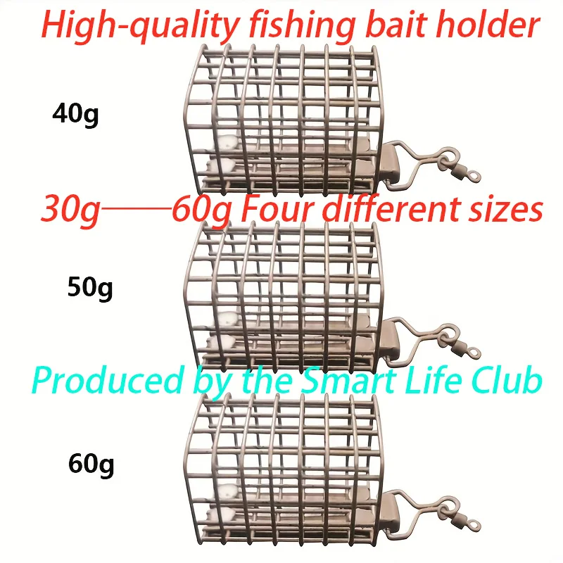 New Fishing Bait Cage, 30G/40G/50G/60G Square Fishing Bait Cage, Equipped with Lead Sinker and Bait Device, Stainless Steel Mesh Frame, Sturdy and Durable. Easy to Store Bait and Quick to Assemble, Bait Organizer, High-Quality Fishing Accessories. view 5