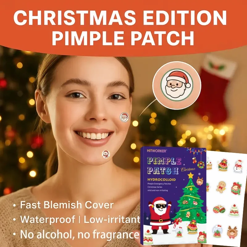 80/160 قطعة من رقع حب الشباب الغروانية المائية من HITWORKER - تصميم عيد الميلاد، لطيف وغير مزعج، تغطية سريعة وغير مرئية #3