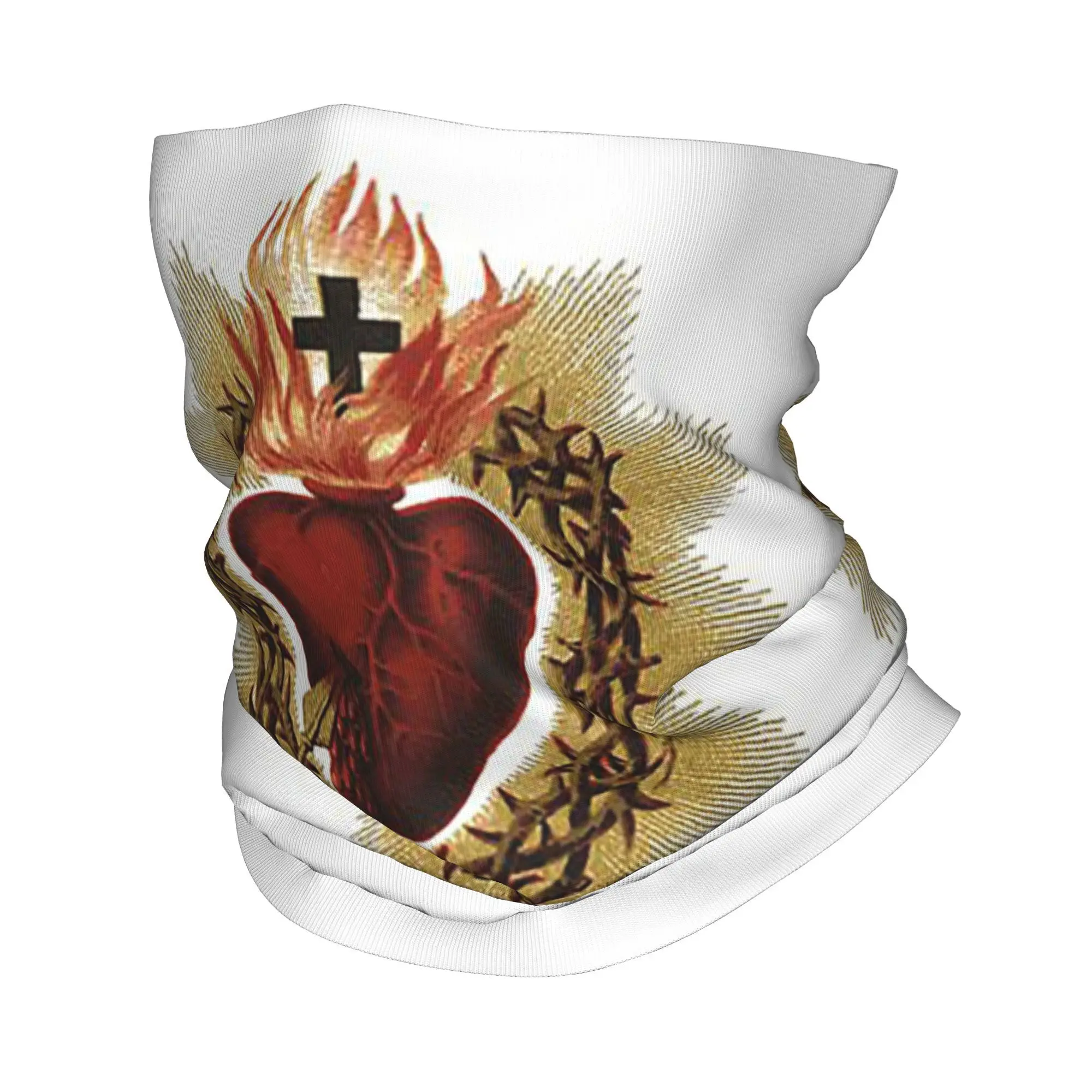 Pañuelo católico del Sagrado Corazón de Jesús, polaina para el cuello, bufanda mágica estampada, máscara facial cálida para correr para hombres, mujeres y adultos a prueba de viento