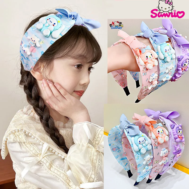 

Sanrio Hairband Cartoon Cinnamoroll Kuromi My Melody Headband PomPomPurin Cinnamoroll Hair Accessories Plush Headdress Girl Gift