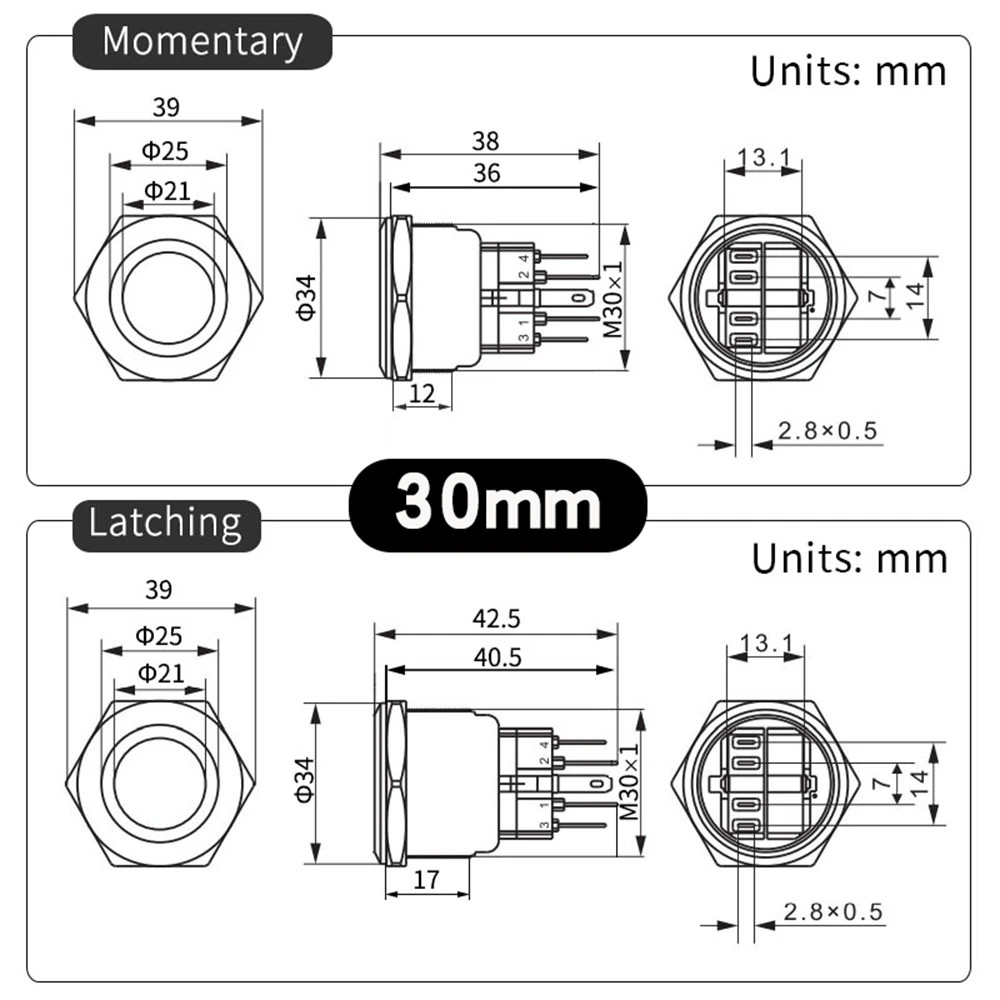 22mm 25mm 30mm Metal Push Button Switch PC Switches Car Engine Power Supply On Off Backlit buttons Start Stop With Fixed LED 12v