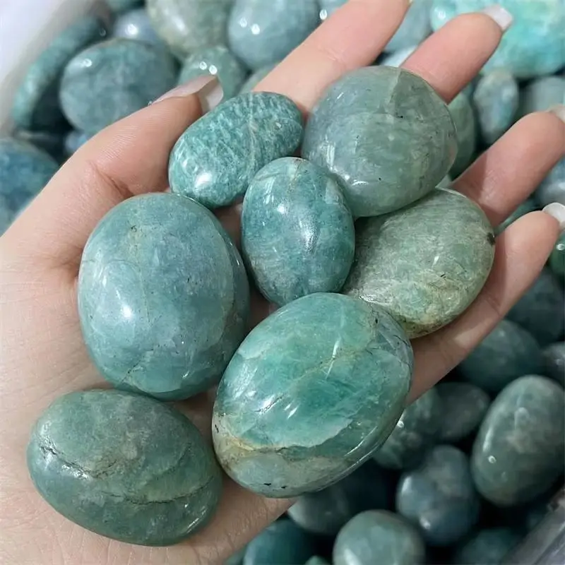 

500g Natural Amazonite Palm Carving Stones Pocket Natural Chakra Healing Crystal Reiki Spiritual Therapy Minerales