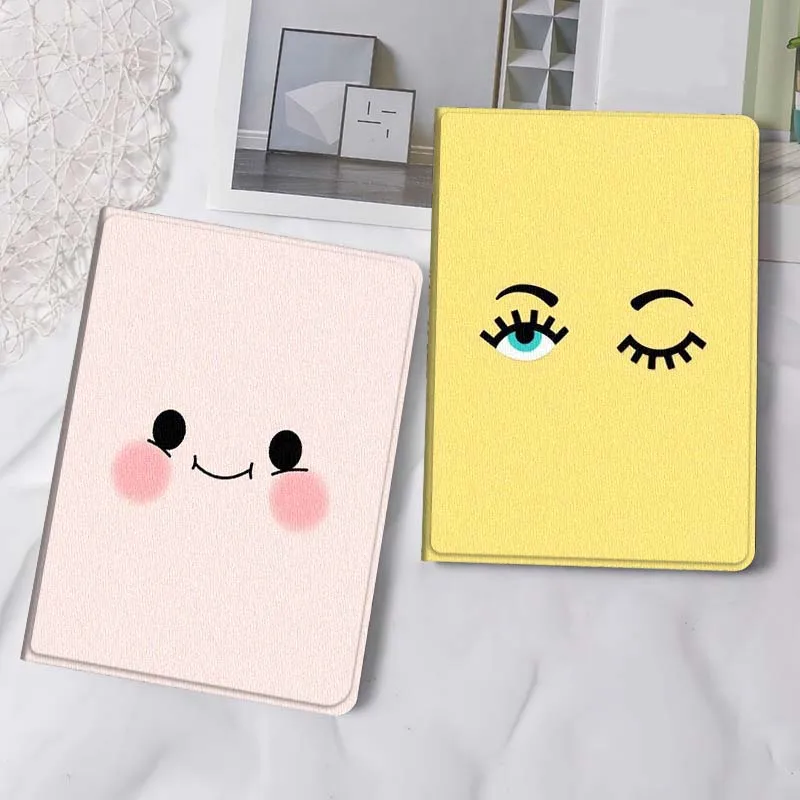

Cartoon Expression Eye Mouth For iPad Pro Air Mini 2 3 4 5 6 7 6th 7th 10th 11th 10.2 9.7 10.5 11 Foldable Tablet Case Gift