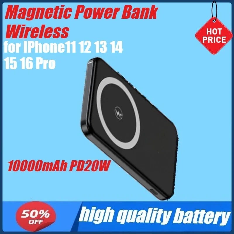 

Magnetic Power Bank Wireless Fast Charger External Battery PD20W Rechargeable Battery Powerbank for IPhone11 12 13 14 15 16 Pro