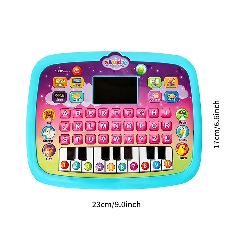 Brinquedo educacional interativo do PC da tabuleta para crianças, tablet infantil do diodo emissor de luz com aprendizagem do número e do alfabeto