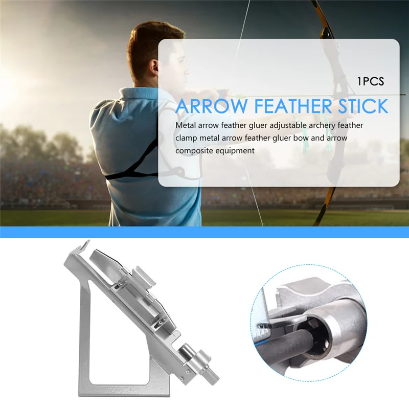 

【Hot Cake】Arrows Tail Feather Sticking Device Stainless Steel Archery Feather Fletching Jig Stick Hunting Parts -Blue