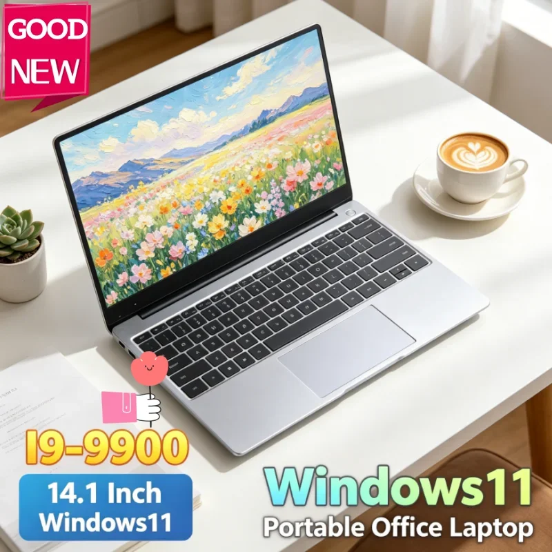 Portable Intel Core I9-9900 New 14.1 Laptop 32GB 2TB Gaming PC Ultra Slim Windows 11 Pro 1920*1080 HD Office Study Computer PC
