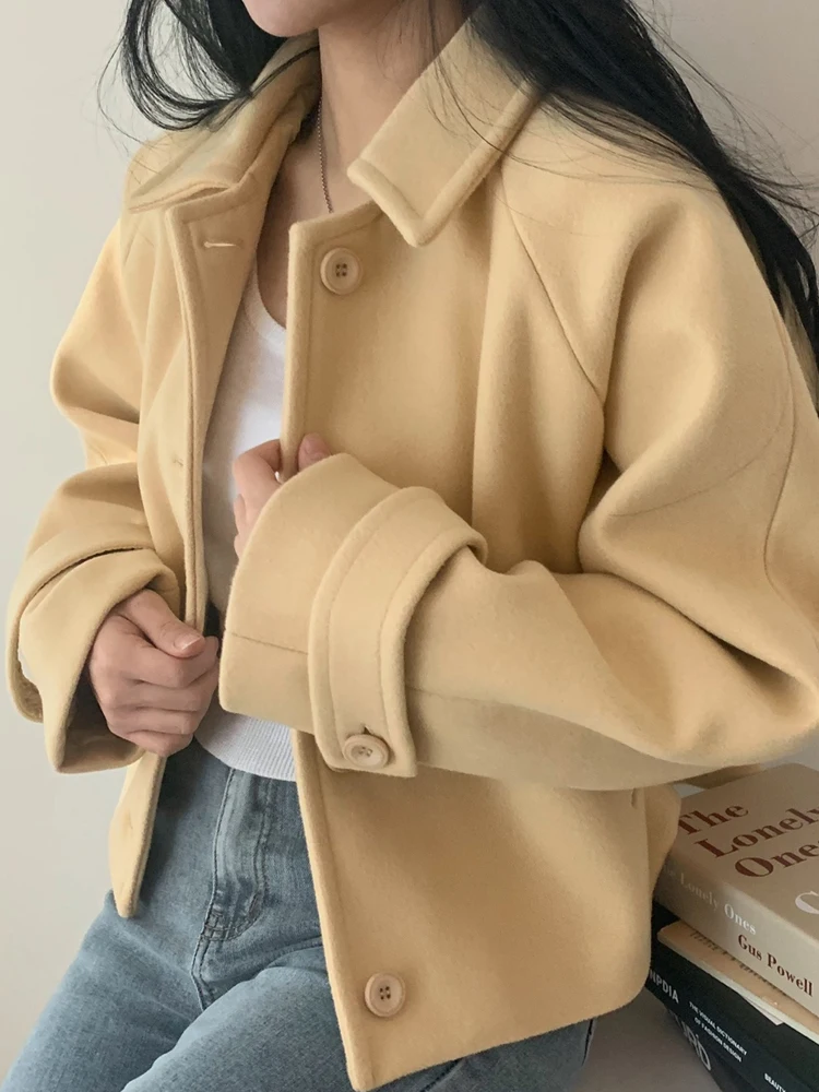 Ele ort Woolen Coat for Women Korean Sle Autumn 2023 New High-End Small Fraance Wind Tweed Top Commute Loose Fit