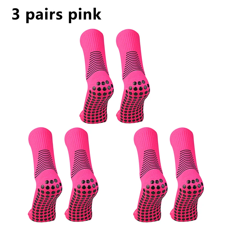 3 pairs Shield Pattern Circular Silicone Non slip Football Socks Men Women Football Socks Training Match Sports Grip soccerSocks