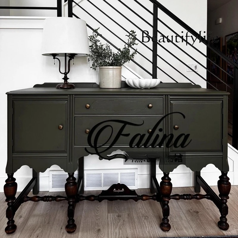 

French neoclassical solid wood porch cabinet facing the door, living room wall decorative cabinet, side cabinet