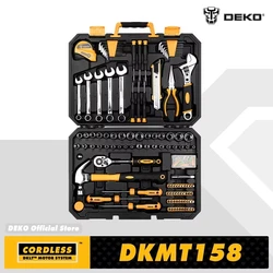 DEKO 158 Pcs Professional Car Repair Tool Set Auto Ratchet Spanner Screwdriver Socket Mechanics Tools Kit W/ Blow-Molding Box