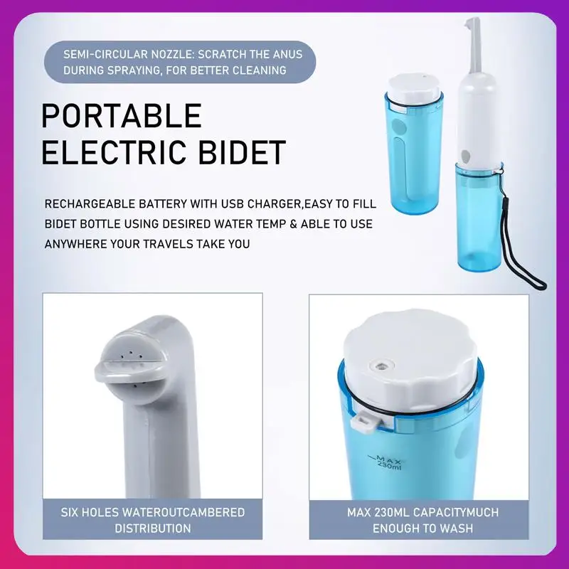 

ABKL-Handheld Portable Electric Bidet With USB Charging - Travel/Holiday Portable Baby Bidet Irrigator Sprayer Personal Hygiene