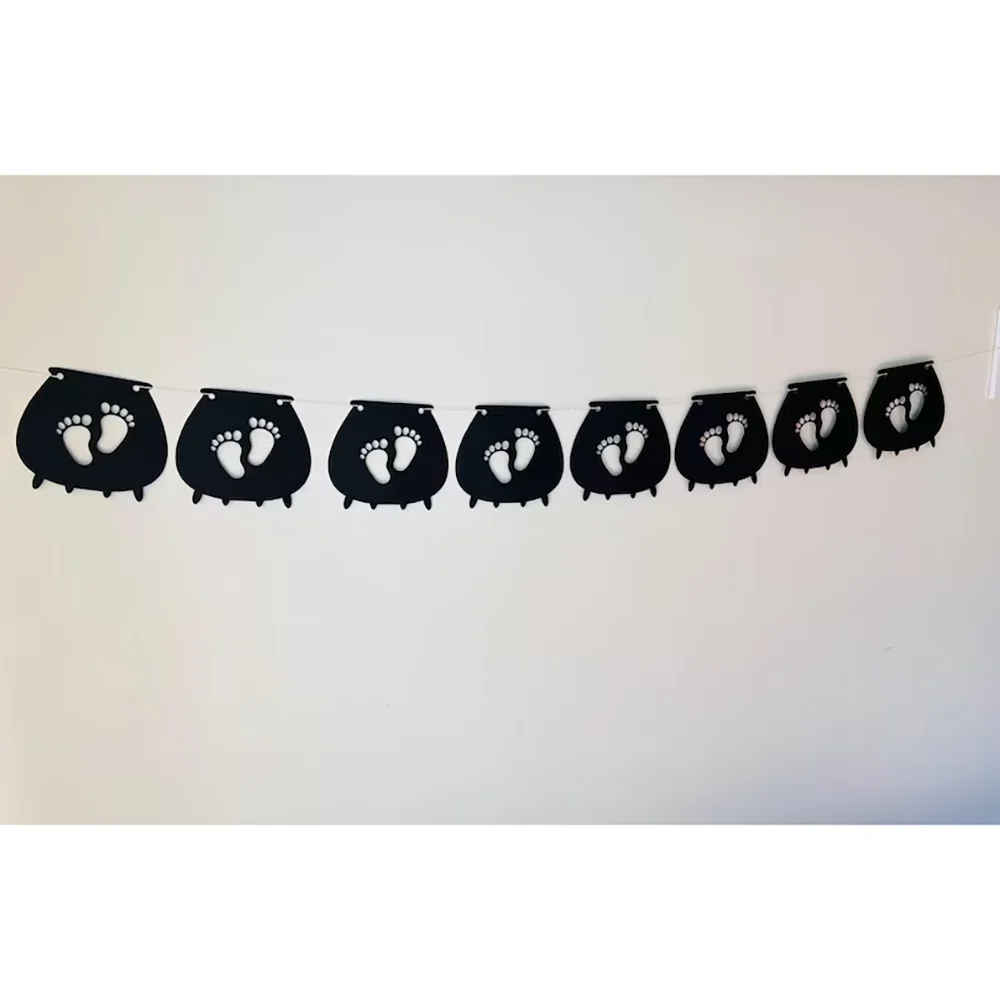 Baby-Fußkessel-Banner „A Little Boo Is Due“-Dekoration, Halloween-Babyparty-Momster, um Hexe zu sein, Baby-Kessel, Wimpelkette, Herbstdekoration – Detail 4