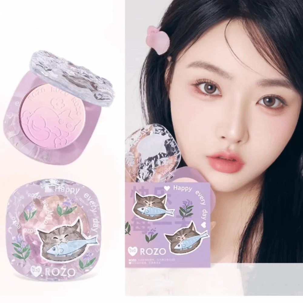 

Peach Pink Gradient Color Blusher Waterproof Matte Finish Face Blush Palette Fine Flash Natural Nude Cream Blush Daily Cosmetics
