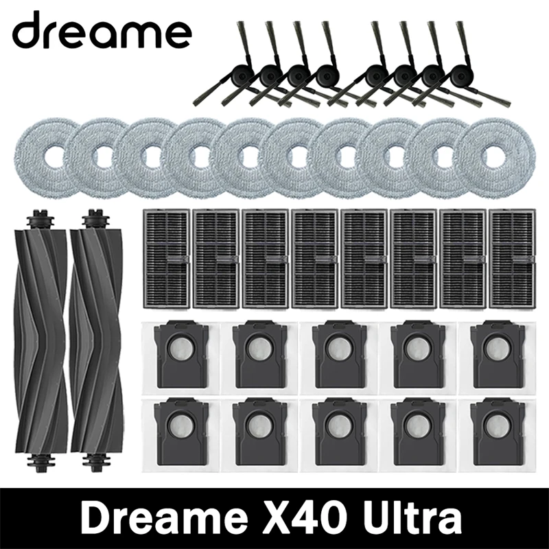 

Dreame X40 Ultra / X40 Pro Robot Vacuum Cleaner Accessories Main Side Brush Mop Cloth Hepa Filter Dust Bag Spare Parts