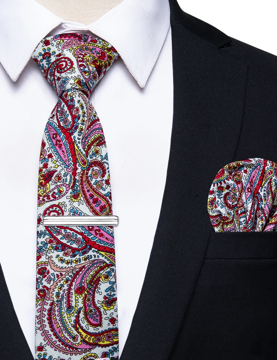 Corbata de Cachemira Floral colorida para hombre, pañuelo cuadrado de bolsillo para hombre, corbatas de negocios para fiesta de boda, envío directo