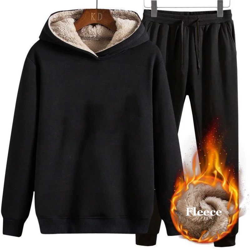 الرجال الشتاء الحراري الدافئة مجموعات الصوف مبطن السراويل سميكة سترة مقنعين البلوز في الهواء الطلق سميكة الدافئة الكلاسيكية رياضية الذكور