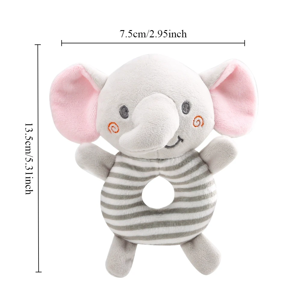 Hochet en peluche pour bébé avec effet apaisant, animal en peluche, anneaux en peluche doux, UNIS issement Audothy, cadeau de Noël pour nouveau-né