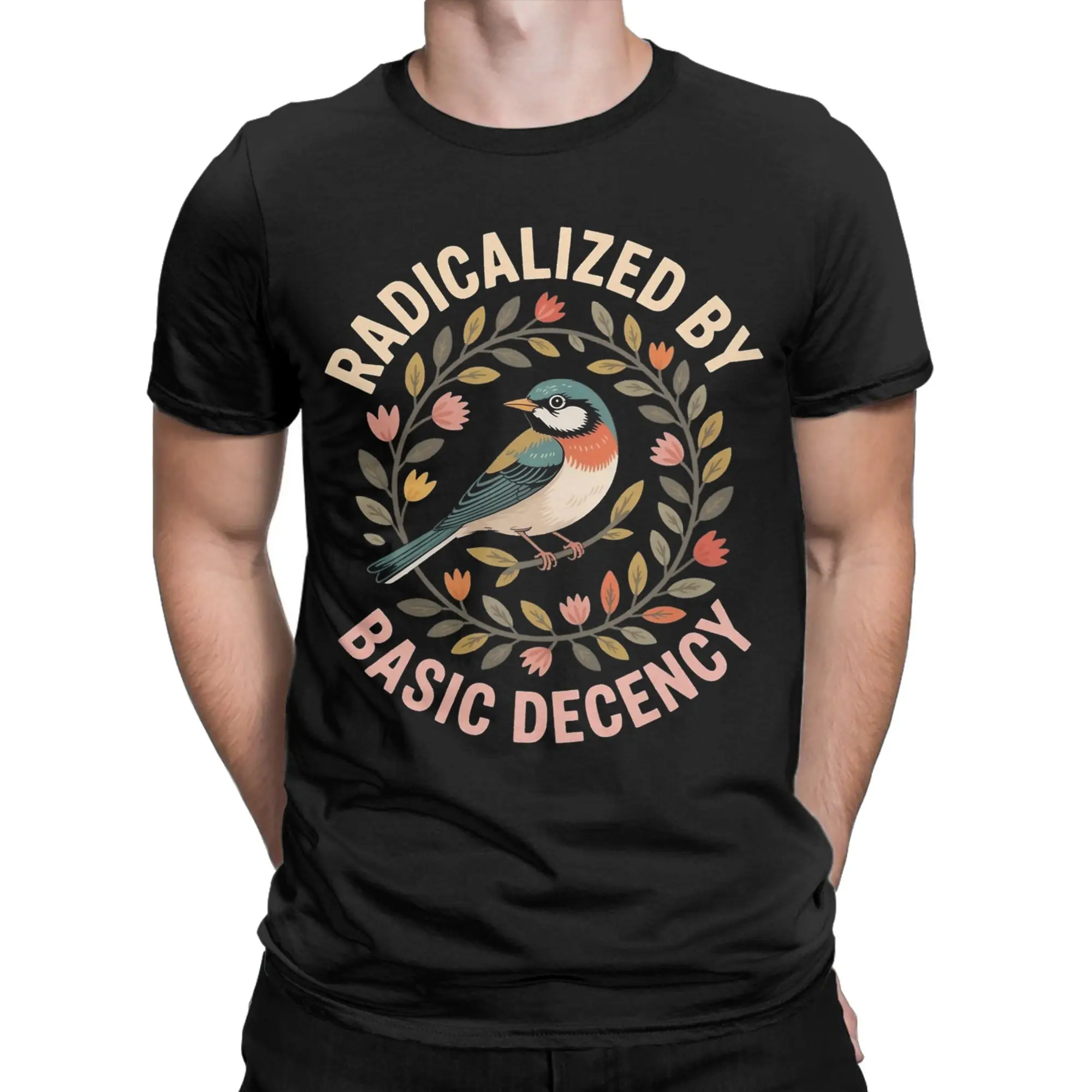 Casual Radicalized by Basic Decency Funny  Tshirts Men Cotton Short Sleeve  Round Neck Summer Clothes