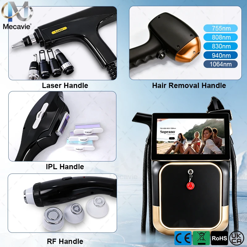 2026 4 In 1 Hair Removal Latest FAC Technology 755/808/940/830nm/1064nm 5 Waves ND:YAG+RF+DPL Painless Soprano Titanium Ice Lase