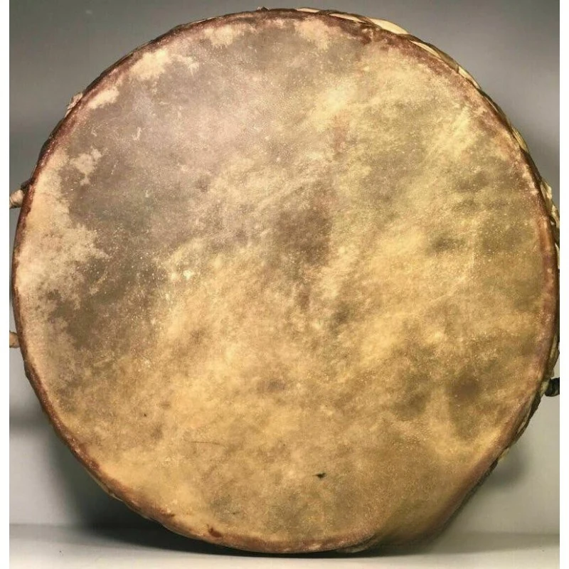 Tambourine, 20-inch tambourine, buffalo-framed drum, with hammer
