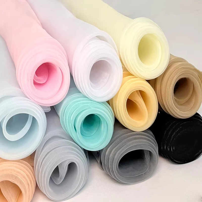 

Solid Color Organza Fabric DIY Wedding Dress Background Decoration Transparent Stiff Photography Decor Fashion Fabric