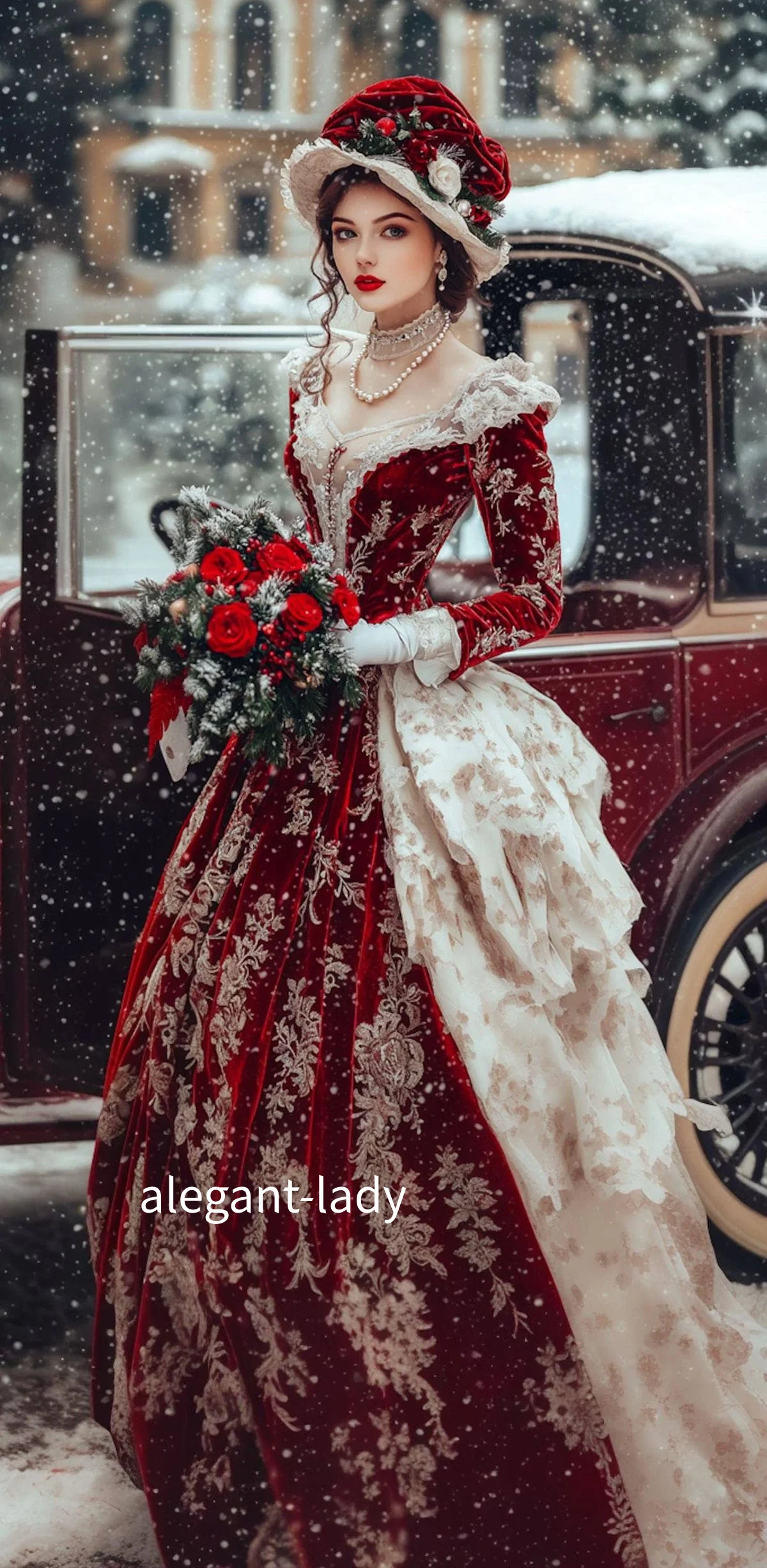 ชุดราตรีปักลายสีแดงแบบกำหนดเอง แต่งขอบลูกไม้สำหรับงานคริสต์มาส ชุดราตรีสำหรับงานเลี้ยง ชุดบอลกาวน์สำหรับการแสดงบทบาทสมมติในเทศกาลคริสต์มาส ชุดบอลกาวน์สำหรับงานเต้นรำในโรงเรียน