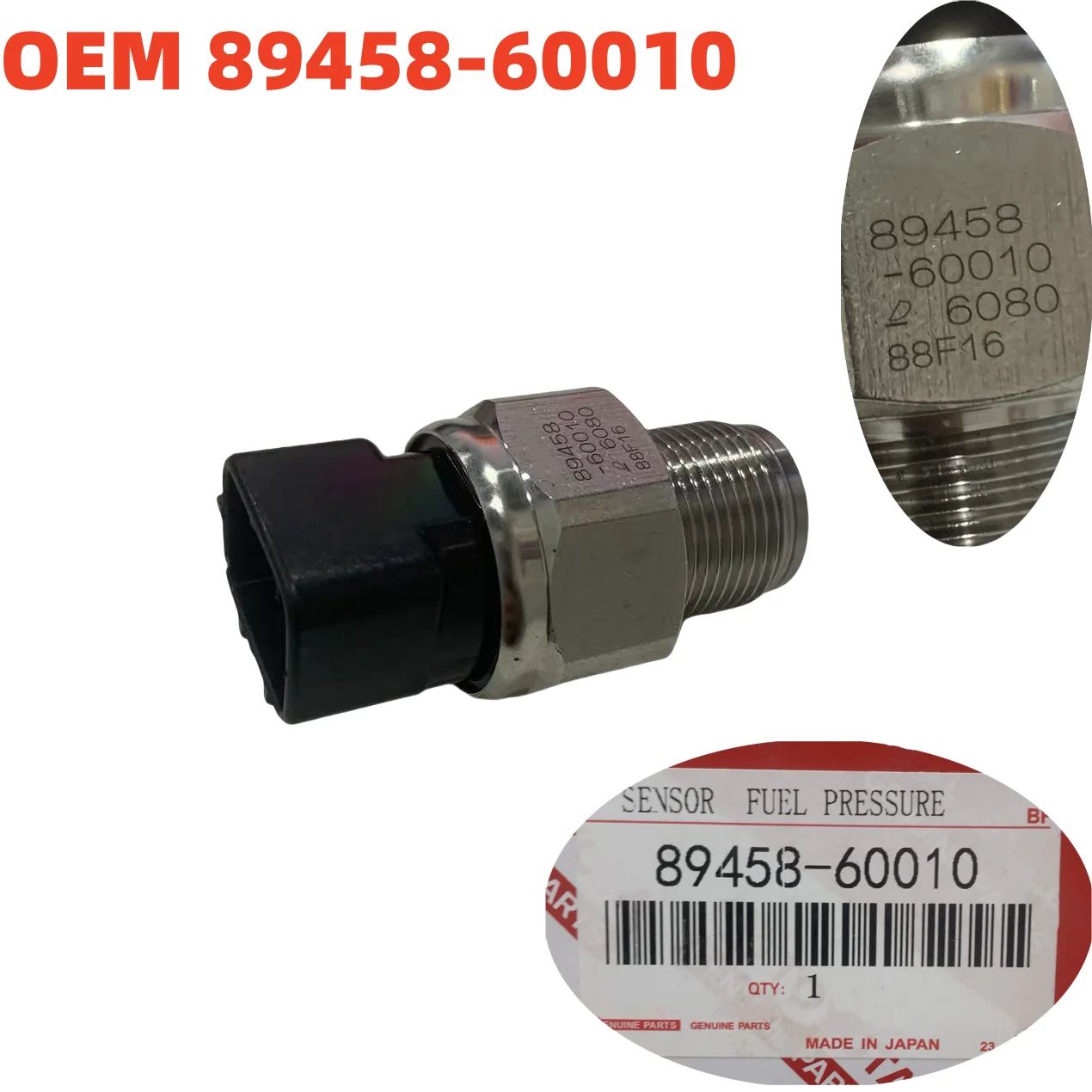 

OEM 89458-60010 8945860010 Fuel Rail Pressure Sensor Ttoyotaa Land Cruiser KDJ120 KDJ125 1KD-FTV 3.0L 499000-6080 4990006080