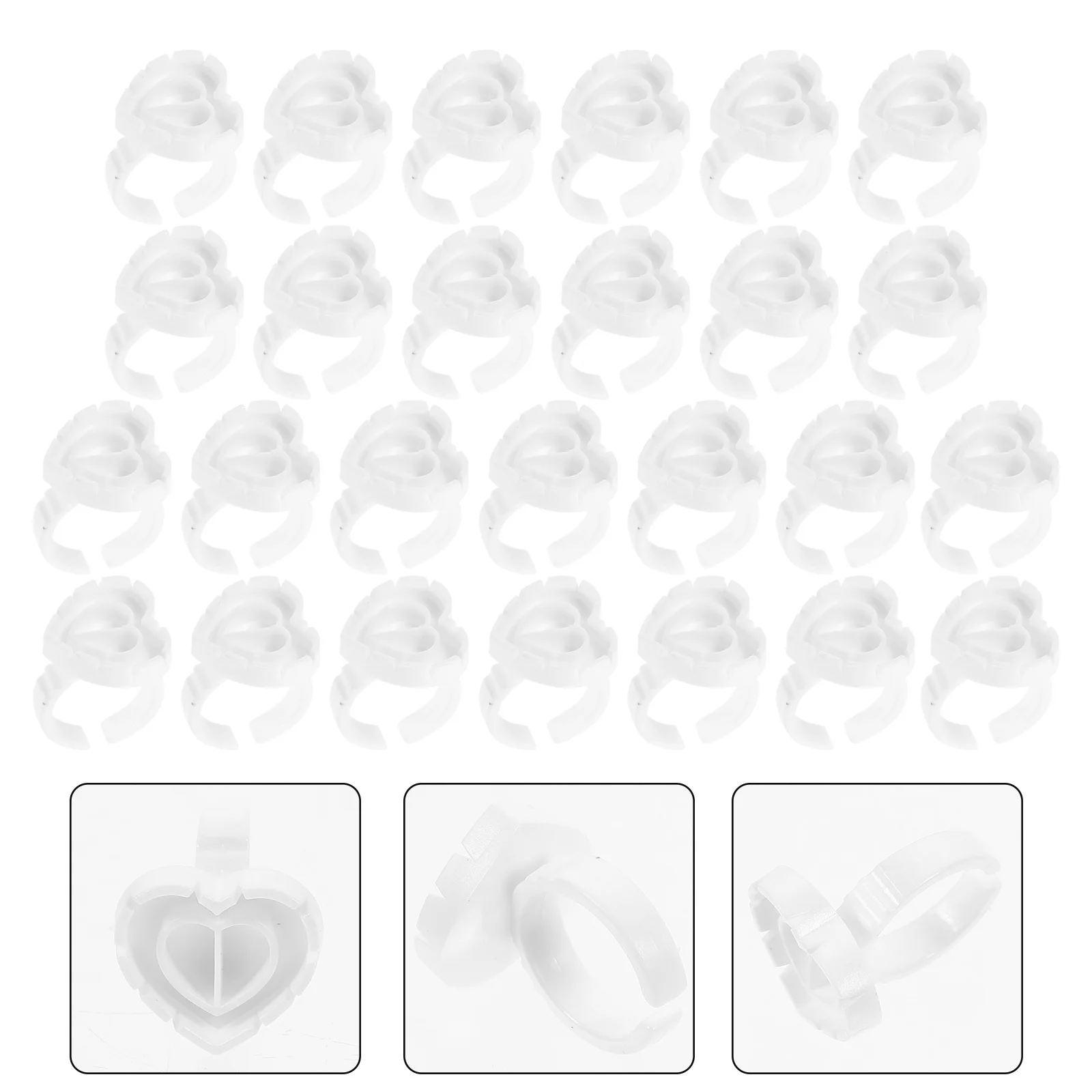 100 قطعة حلقة صبغ الرموش حامل أكواب غراء بلاستيكي أبيض لتمديد الرموش استخدم حجم صغير سهل الحمل وقابل لإعادة الاستخدام #2