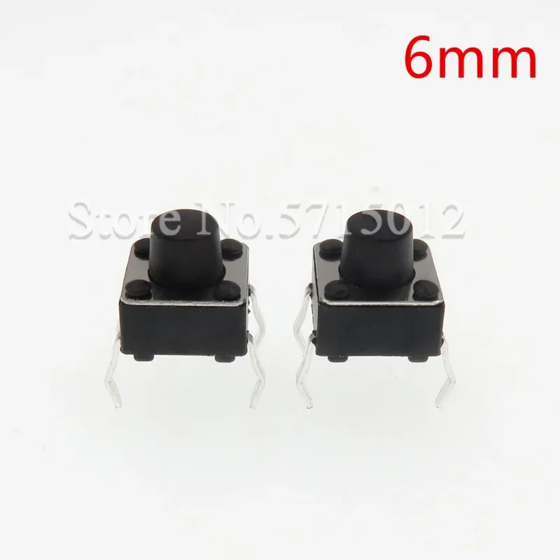 200pcs 6*6*6mm Light touch switch push button Touch micro switch 6x6x6 keys button 4pin Round head