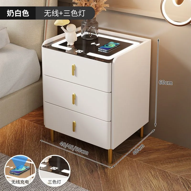 Smart bedside table Rock slab bedside table Three pumps Wireless charging Modern simple bedside table