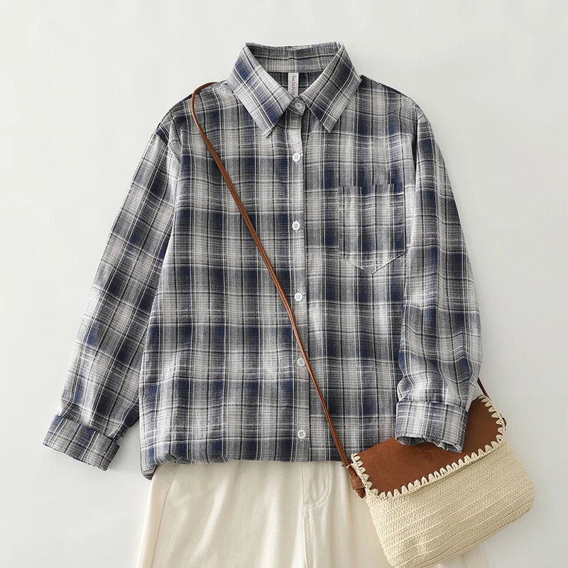 فضفاضة تناسب القطن الكتان irt طويلة Sve منقوشة نمط ربيع الخريف المرأة الملابس الفنية عادية Sle حجم كبير #3